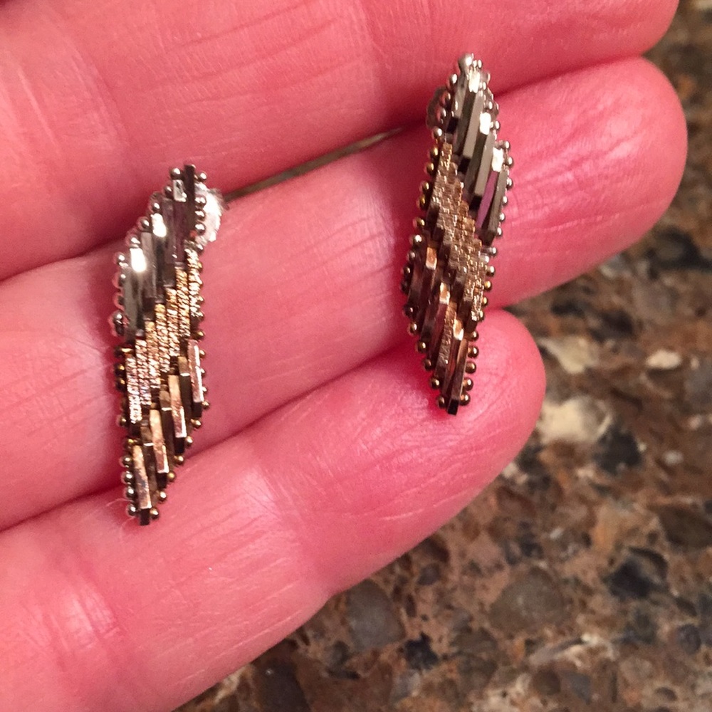 Tricolor sterling silver earrings